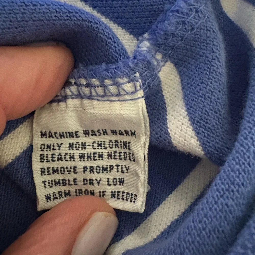 Ralph Lauren Blue and White Striped Polo Shirt large
